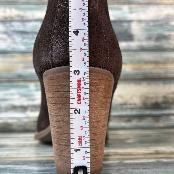 MATISSE Womens Slouch Ankle Boots Size 10M Brown Suede Block Heel Almond Toe Zip - Picture 13 of 14